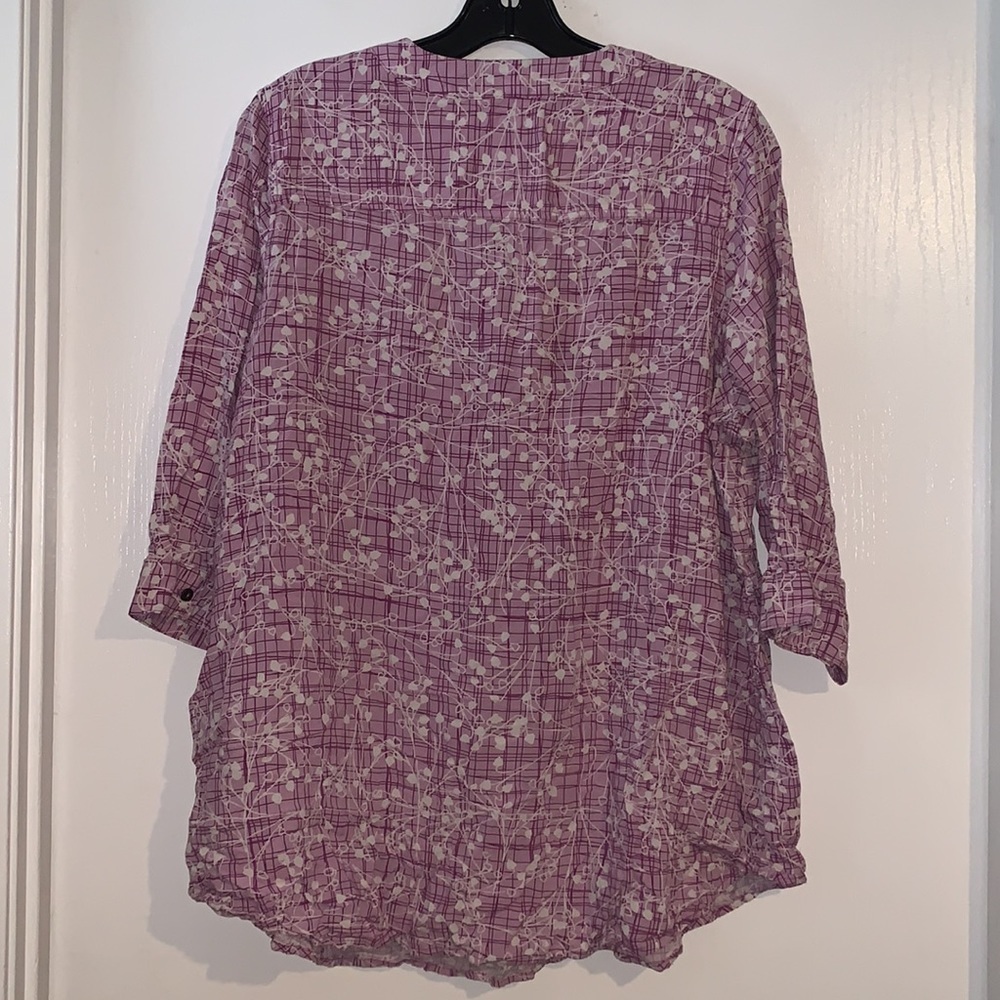 WOMAN WITHIN 3/4 Sleeve-Henley Style-Floral Tunic. Size L 18/20 - Picture 6 of 8